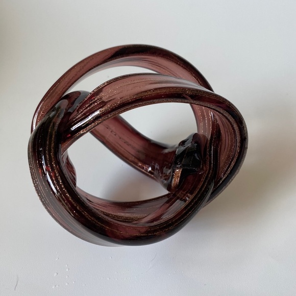 Knot Orb Art Glass Purple-Brown with Gold Stripes Vintage Collectible - Picture 3 of 8